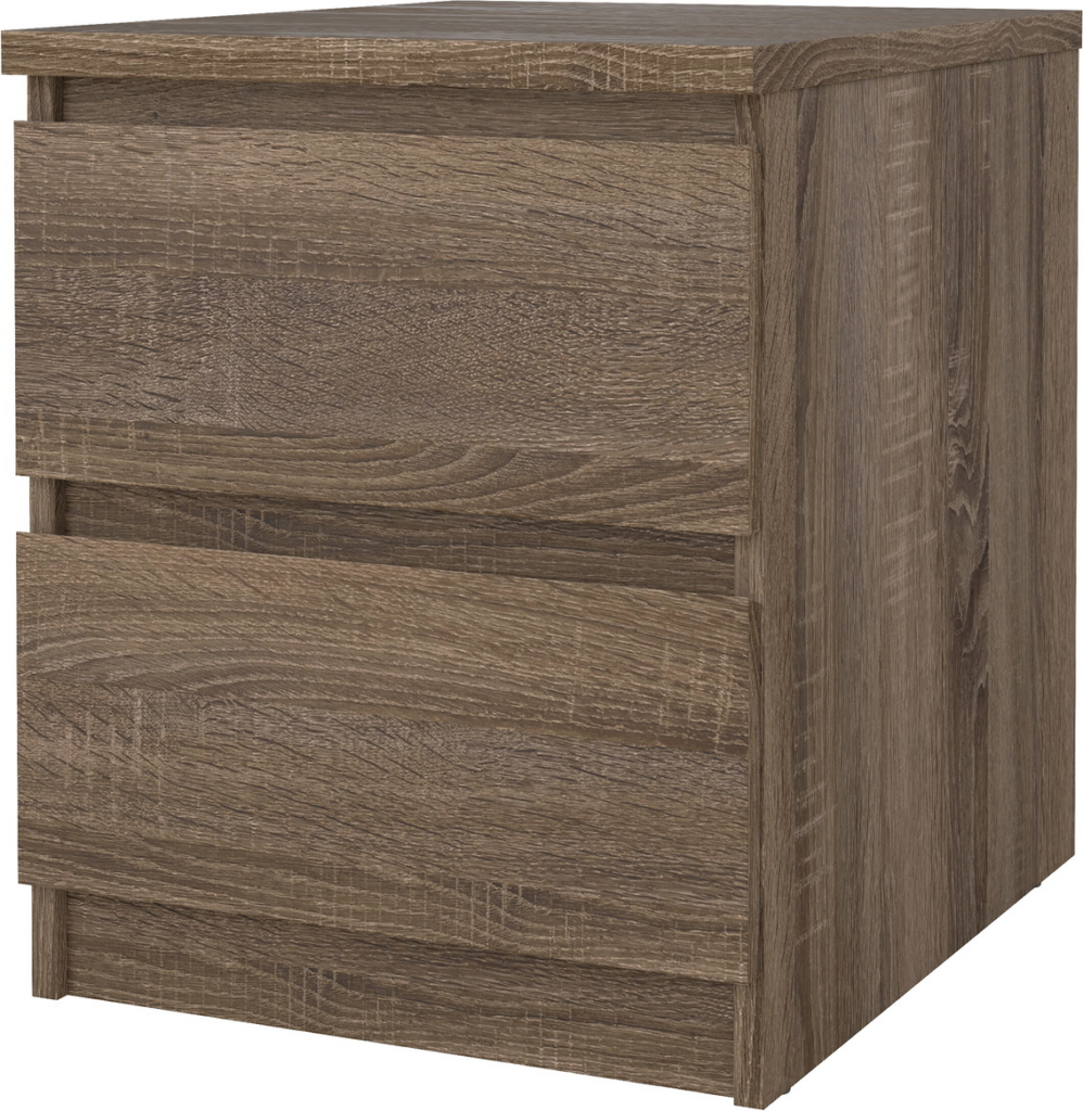 Sengebord Vesterholm Naia - mørk natur, FSC-certificeret spånplade, 2 skuffer, H49,5ÃB40,4ÃD50 cm